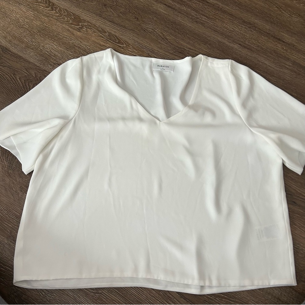 Babaton Cream V-Neck Blouse